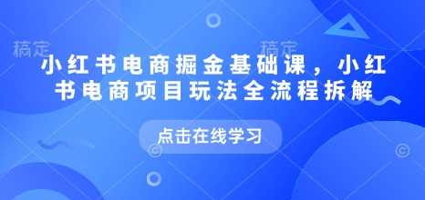小红书电商掘金课，小红书电商项目玩法全流程拆解-3YVIP资源库
