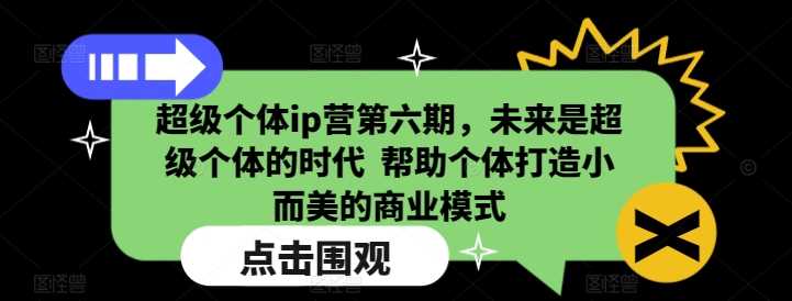 超级个体ip营第六期，未来是超级个体的时代  帮助个体打造小而美的商业模式-3YVIP资源库