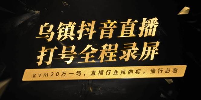 （14014期）乌镇抖音直播打号全程录屏，gvm20万一场，直播行业风向标，懂行必看-3YVIP资源库