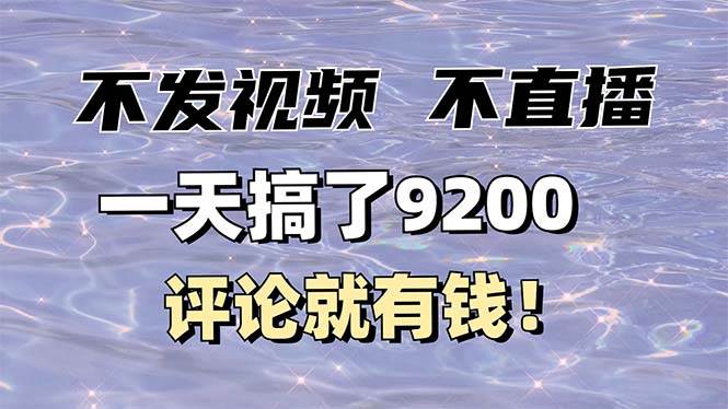 （14018期）不发作品不直播，评论就有钱，一条最高10块，一天搞了9200-3YVIP资源库