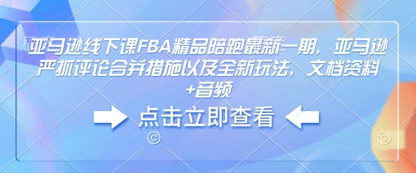 亚马逊线下课FBA精品陪跑最新一期，亚马逊严抓评论合并措施以及全新玩法，文档资料+音频-3YVIP资源库