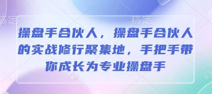操盘手合伙人，操盘手合伙人的实战修行聚集地，手把手带你成长为专业操盘手-3YVIP资源库