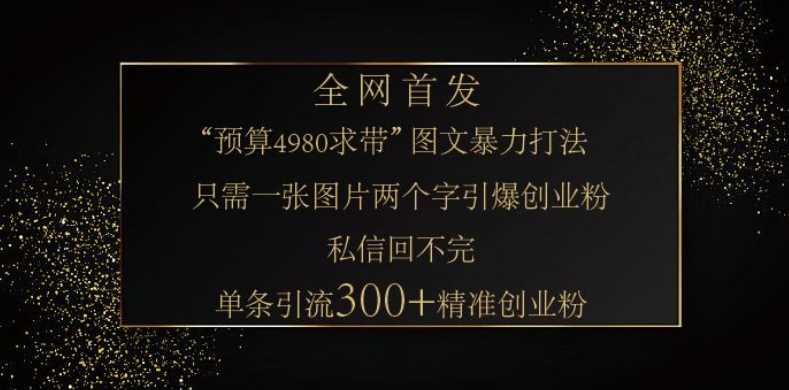 小红书神奇图片引流法，只需一张图，就能单条笔记凭借此方法，轻松引流 300 + 精准创业粉-3YVIP资源库
