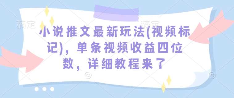 小说推文最新玩法(视频标记)，单条视频收益四位数，详细教程来了-3YVIP资源库
