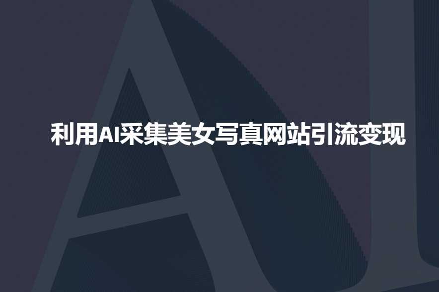 利用AI采集美女写真网站引流变现，引流嘎嘎的-3YVIP资源库