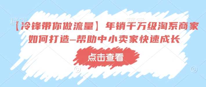 【冷锋带你做流量】年销千万级淘系商家如何打造–帮助中小卖家快速成长-3YVIP资源库