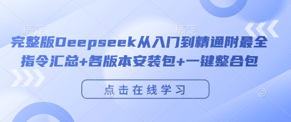 完整版Deepseek从入门到精通附最全指令汇总+各版本安装包+一键整合包-3YVIP资源库