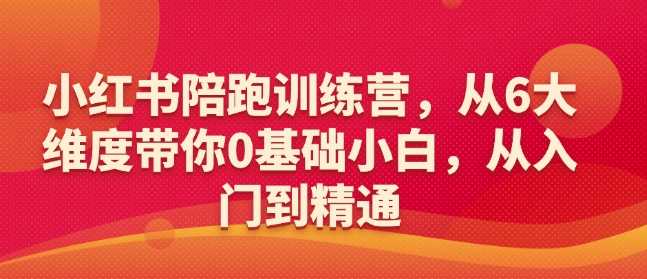 小红书陪跑训练营，从6大维度带你0基础小白，从入门到精通-3YVIP资源库