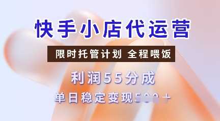 快手小店代运营，限时托管计划，收益55分，单日稳定变现多张【揭秘】-3YVIP资源库