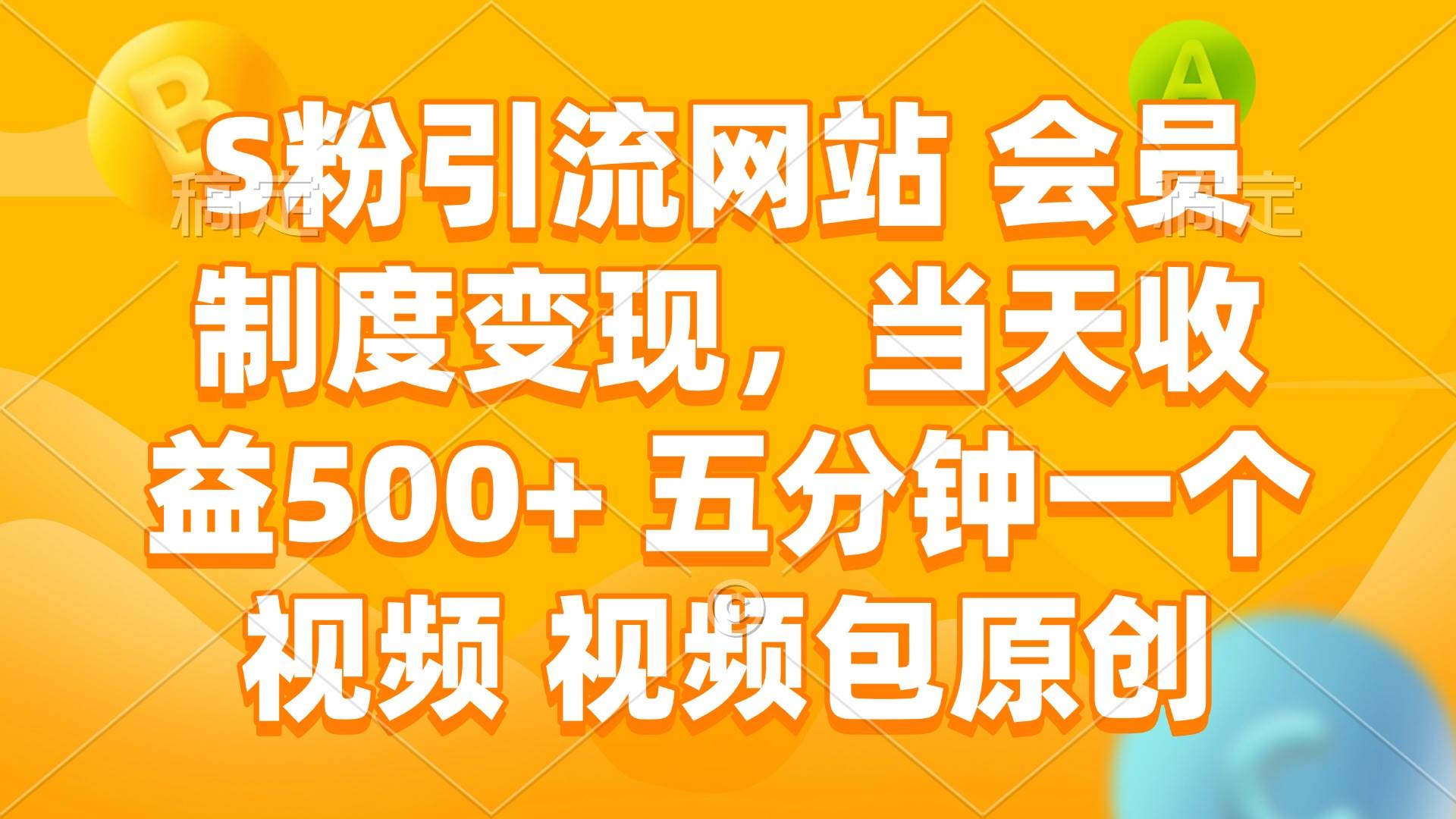 （14129期）S粉引流网站 会员制度变现，当天收益500+ 五分钟一个视频 视频包原创-3YVIP资源库