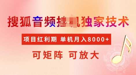 全网首发搜狐音频挂JI独家技术，项目红利期，可矩阵可放大，稳定月入8k【揭秘】-3YVIP资源库