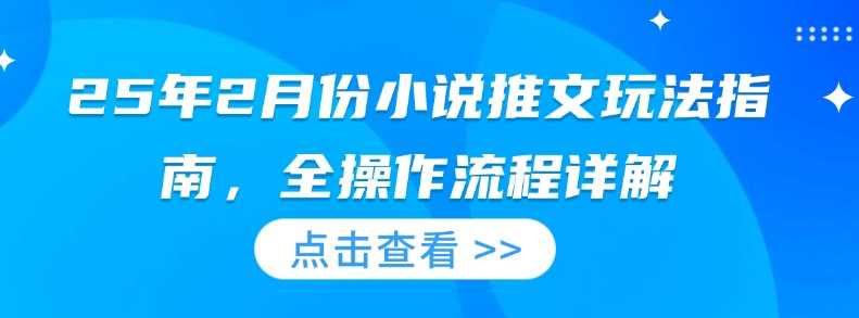25年2月份小说推文玩法指南，全操作流程详解-3YVIP资源库