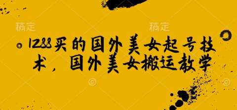 1288买的国外美女起号技术，国外美女搬运教学-3YVIP资源库