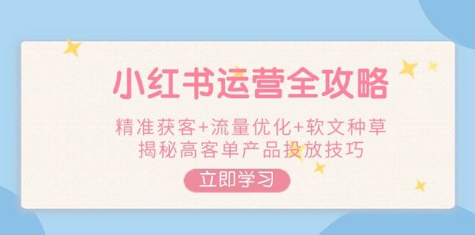 （14207期）小红书运营全攻略，精准获客+流量优化+软文种草，揭秘高客单产品投放技巧-3YVIP资源库