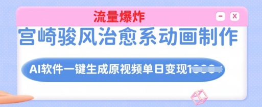 宫崎骏风治愈系动画制作，AI软件一键生成原创视频流量爆炸，单日变现多张，详细实操流程-3YVIP资源库