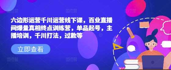 六边形运营千川运营线下课，百业直播间爆量真相终点训练营，单品起号，主播培训，千川打法，过款等-3YVIP资源库