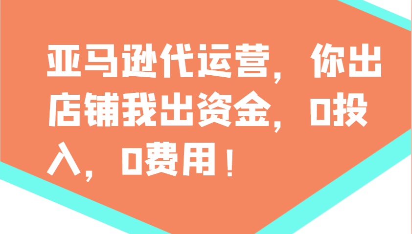 亚马逊代运营，你出店铺我出资金，0投入，0费用，无责任每天300分红，赢亏我承担-3YVIP资源库