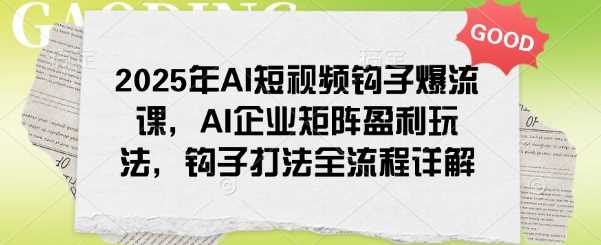 2025年AI短视频钩子爆流课，AI企业矩阵盈利玩法，钩子打法全流程详解-3YVIP资源库