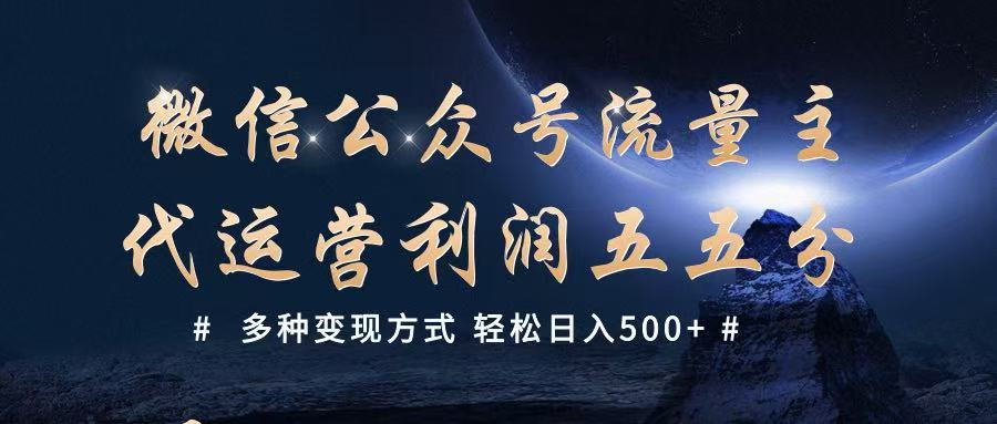 公众号流量主代运营  多种变现方式 轻松日入500+-3YVIP资源库