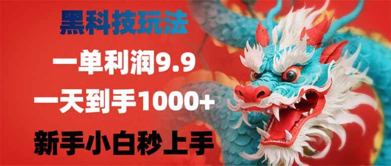 （14335期）黑科技玩法，一单利润9.9,一天到手1000+，新手小白秒上手-3YVIP资源库