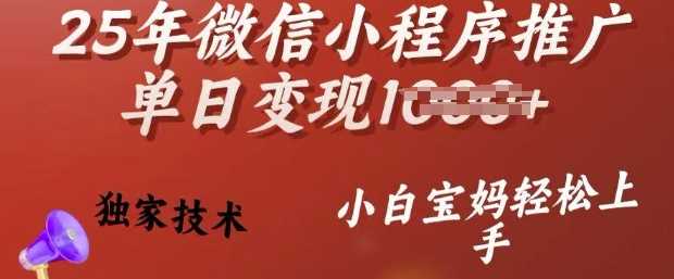 25年微信小程序推广单日变现多张，独家技术，小白宝妈轻松上手【揭秘】-3YVIP资源库