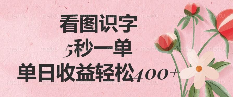 （14338期）看图识字，5秒一单，单日收益轻松400+-3YVIP资源库