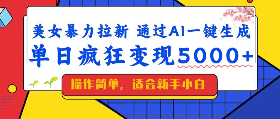 （14347期）美女暴力拉新，通过AI一键生成，单日疯狂变现5000+，纯小白一学就会！-3YVIP资源库