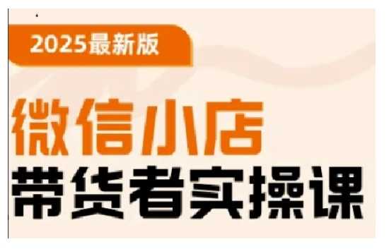 2025最新版微信小店带货者实操课，基础操作到高级运营技巧，快速上手-3YVIP资源库