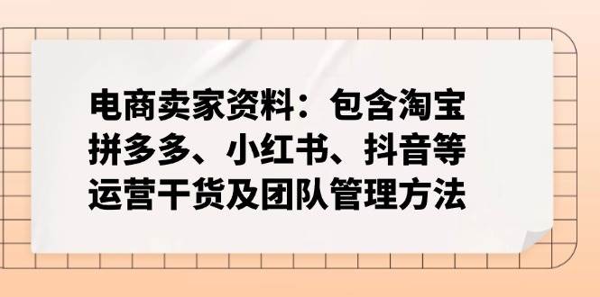 （14354期）电商卖家资料：包含淘宝、拼多多、小红书、抖音等运营干货及团队管理方法-3YVIP资源库