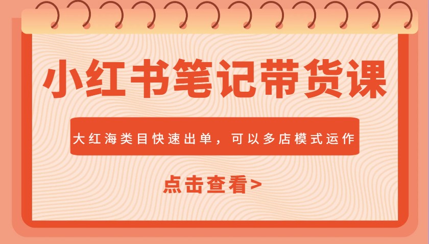 小红书笔记带货课，大红海类目快速出单，市场大，可以多店模式运作-3YVIP资源库