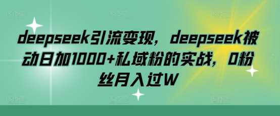 deepseek引流变现，deepseek被动日加1000+私域粉的实战，0粉丝月入过W-3YVIP资源库