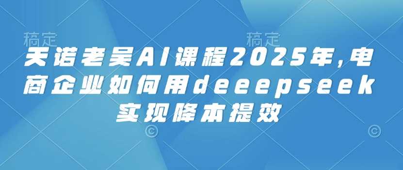 天诺老吴AI课程2025年，电商企业如何用deeepseek实现降本提效-3YVIP资源库