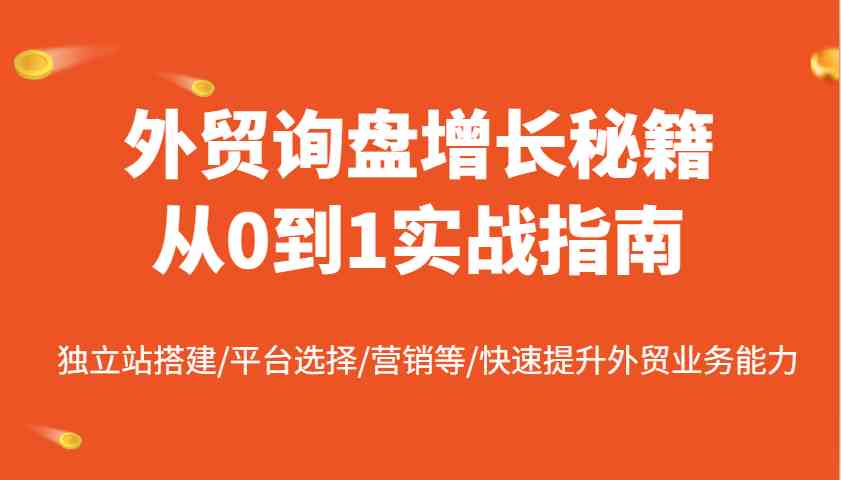 外贸询盘增长秘籍从0到1实战指南，独立站搭建/平台选择/营销等/快速提升外贸业务能力-3YVIP资源库