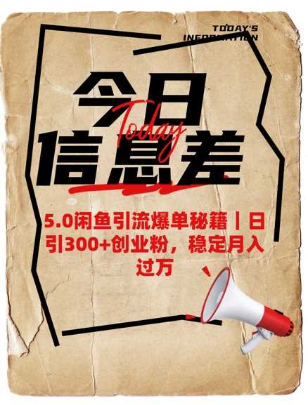5.0闲鱼引流爆单秘籍，日引300+创业粉，稳定月入过W-3YVIP资源库