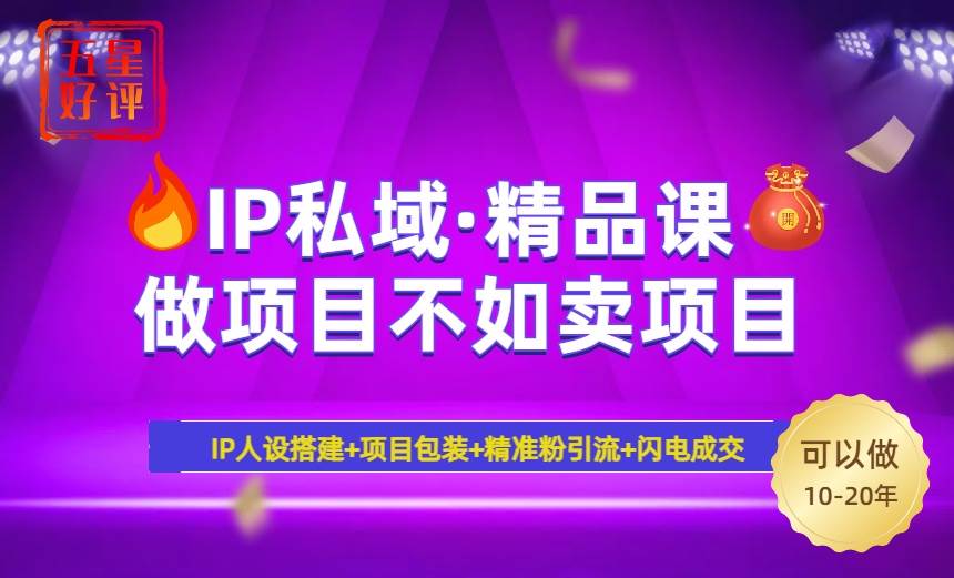 （14406期）2025年“IP私域·密训精品课”，日赚3000+小白避坑年赚百万，暴力引流…-3YVIP资源库