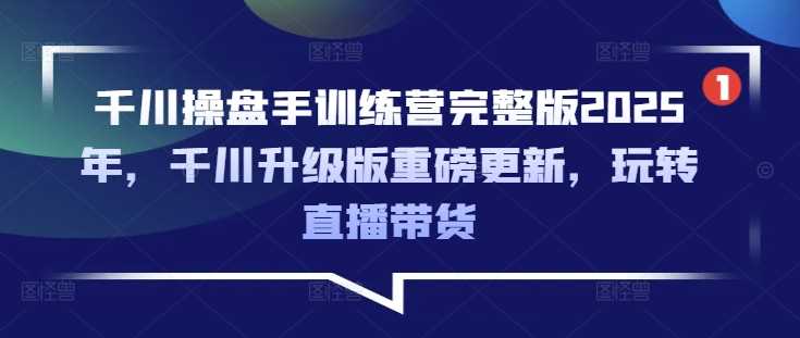 千川操盘手训练营完整版2025年，千川升级版重磅更新，玩转直播带货-3YVIP资源库