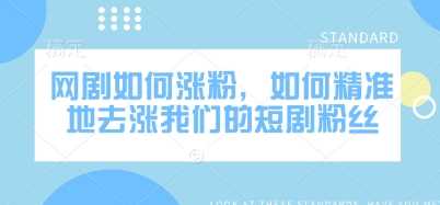 网剧如何涨粉，如何精准地去涨我们的短剧粉丝-3YVIP资源库