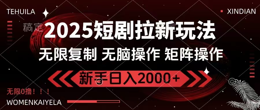 （14429期）2025短剧拉新玩法，无需注册登录，无限0撸，无脑批量操作日入2000+-3YVIP资源库