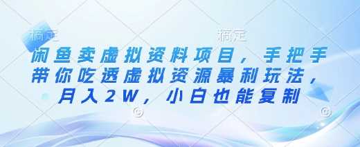 闲鱼卖虚拟资料项目，手把手带你吃透虚拟资源暴利玩法，月入2W，小白也能复制-3YVIP资源库