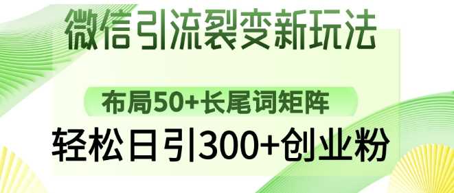 微信引流裂变新玩法：布局50+长尾词矩阵，轻松日引300+创业粉-3YVIP资源库