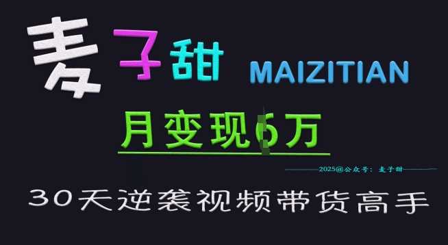 麦子甜30天逆袭视频带货高手，单月变现6W加特训营-3YVIP资源库