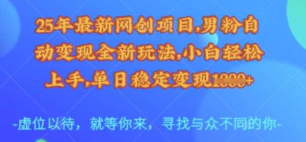 25年最新网创项目，男粉自动变现全新玩法，小白轻松上手，单日稳定变现多张【揭秘】-3YVIP资源库