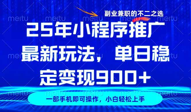 （14550期）25年小程序推广最新玩法，稳定日入900+，副业兼职的不二之选-3YVIP资源库