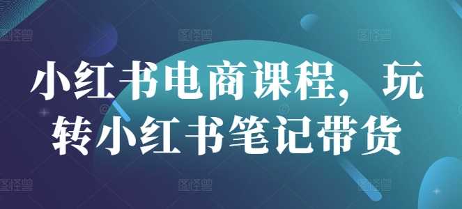 小红书电商课程，玩转小红书笔记带货-3YVIP资源库