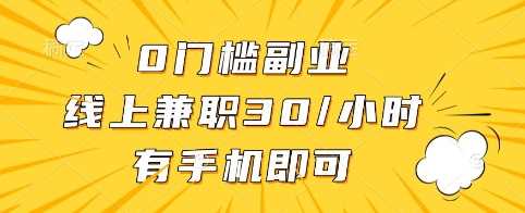 0门槛副业，线上兼职30一小时，有手机即可【揭秘】-3YVIP资源库
