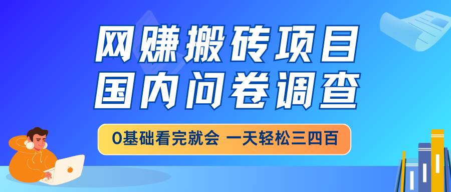 （14578期）网赚搬砖项目，国内问卷调查，0基础看完就会 一天轻松三四百，靠谱副业…-3YVIP资源库