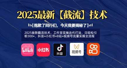 2025最新截流技术，工作室实操迭代打法，日轻松引粉300+，抖音+小红书+B站+视频号流量实操全流程-3YVIP资源库