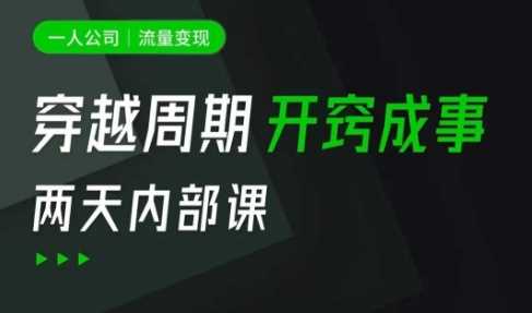 一人公司：流量变现课，一人公司的方法模型拆解， 拆解富人思维，流量思维，小老板思维等-3YVIP资源库