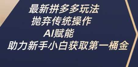 最新拼多多玩法，抛弃传统操作，AI赋能，助力新手小白获取第一桶金-3YVIP资源库