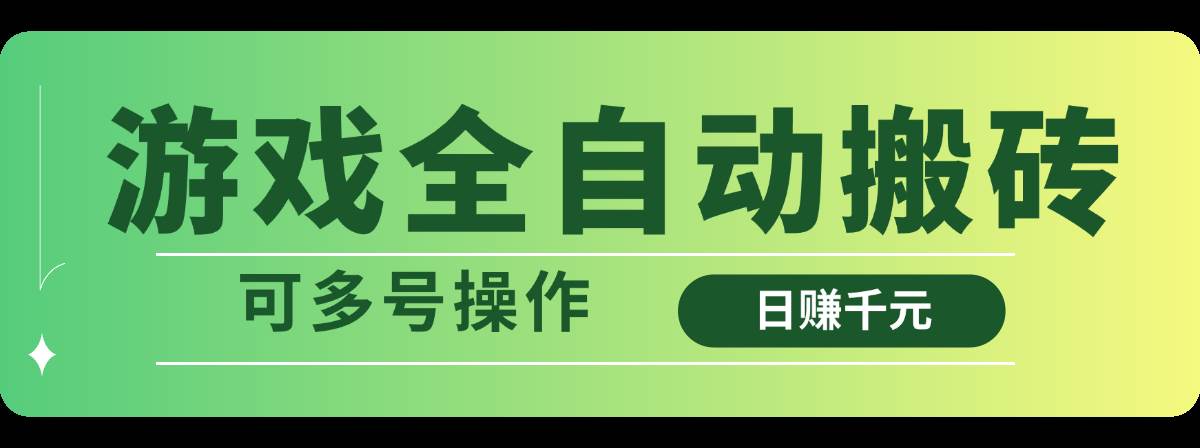 （14118期）游戏全自动搬砖，日赚千元，可多号操作-3YVIP资源库